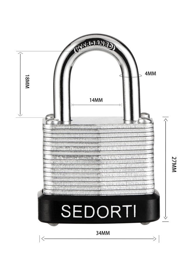 SEDORTI Laminated Steel Padlock Set, 1-1/4" Wide Body, Small Heavy Duty Locker Lock, Keyed Alike Padlocks, Lock for Gym Locker, Luggage, Suitcase, Baggage, Toolbox, Case, Pack of 12 - Image 5