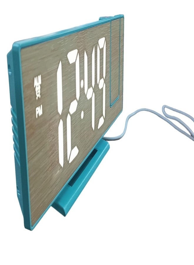 De'rons 7.3’’ Digital Alarm Clock Table Clock with Projector Display Snooze Function Temperature LED Loud Sound Alarm Clock for Students Bedroom with USB Cable Adjustable Brightness DDC-5618LP (Green) - Image 3