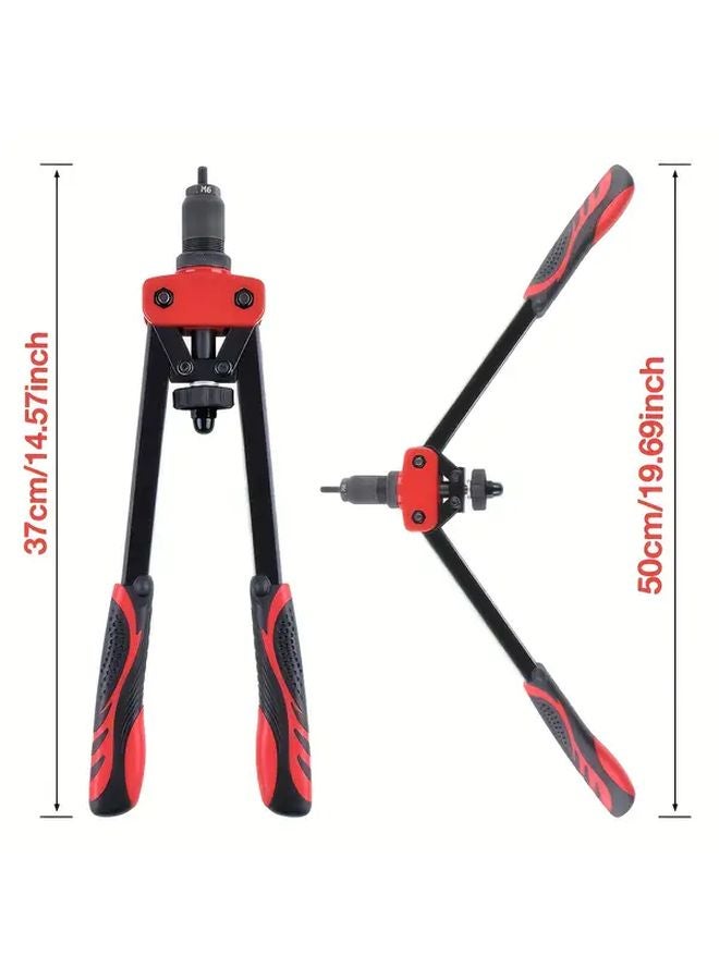 مجموعة أدوات تركيب برشام الجوز المحترفة مع ٦ ماندريل مقاسات M3 M4 M5 M6 M8 M10 و ٥٥ قطعة برشام جوز بحقيبة حمل - Image 3