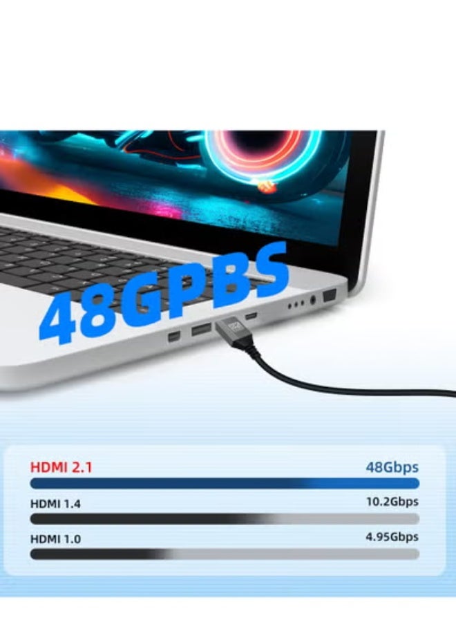 fantasize كابل محول HDMI مصغر 8K إلى HDMI، زاوية 90 درجة HDMI مصغر ذكر إلى HDMI ذكر 8K@60Hz 4K@120Hz 48Gbps كابل HDMI عالي السرعة 2.1، متوافق مع اللابتوب، التلفاز، كاميرا الفيديو وغيرها. (1م) - Image 5