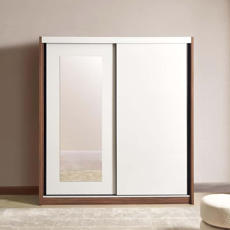 Pan Home خزانة ملابس منزلقة ببابين فالنسيا - جوز أبيض لامع - Image 3