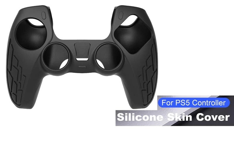 PSS Compatible with PS5 /PS5 Slim Controller Silicone Cover Case Protective Non-Slip Skin Anti-Slip Soft Silicone Rubber Accessories Set for Play/Station 5 Controller with Thumb Grip x 2 (Black) - Image 4