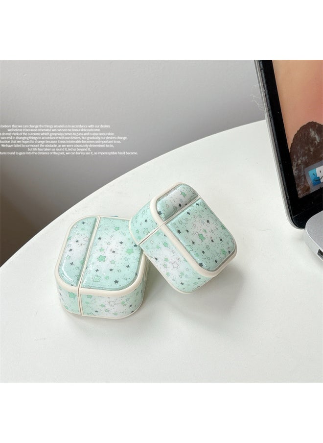 Generic - Glitter Magnetic Green Star AirpodsPro2 Generation Applicable To 1/2/3/4 Generation For Apple Wireless Bluetooth Headset-Color:Glitter Green Star Earphone Cover + Hanging Ring-Applicable Models:Airpods Pro - Image 1
