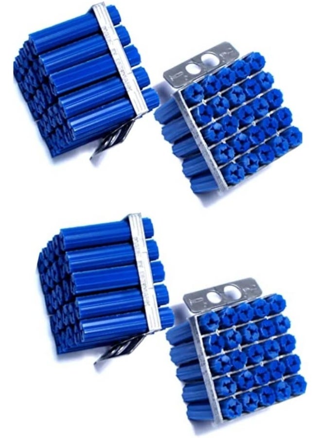 Biella Nylon Column Expansion Screw Anchor Plug, Drywall Plugs For Mirrors, Clocks And Shelving On Walls Etc, 2" Blue (Pack Of 100) - Image 1
