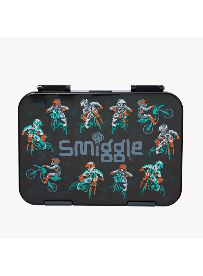 Smiggle Boys Motorbike Rider Print Divided Lunch Box Imported Tritan Inner Tray BPA Free Leakproof School Food Storage Container - Image 3