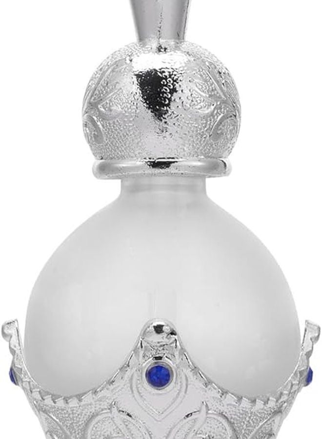 Vintage Silver 15ml Glass Perfume Bottle With Dropper Arab Style Decorative Empty Travel - Image 1