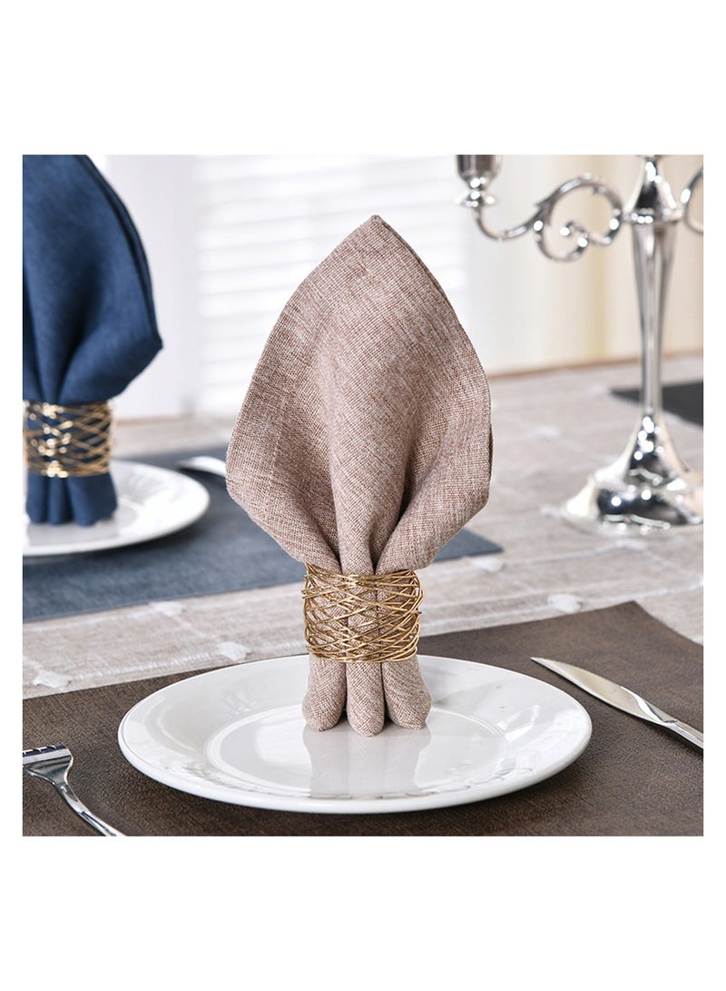 SYOSI Gold Mesh Metal Napkin Ring Holders Set of 6 for Dining Anniversary Birthday Candlelight Dinner Holiday Party Table Setting Decoration Wedding  - Image 2