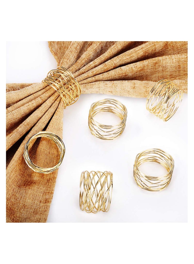 SYOSI Gold Mesh Metal Napkin Ring Holders Set of 6 for Dining Anniversary Birthday Candlelight Dinner Holiday Party Table Setting Decoration Wedding  - Image 5