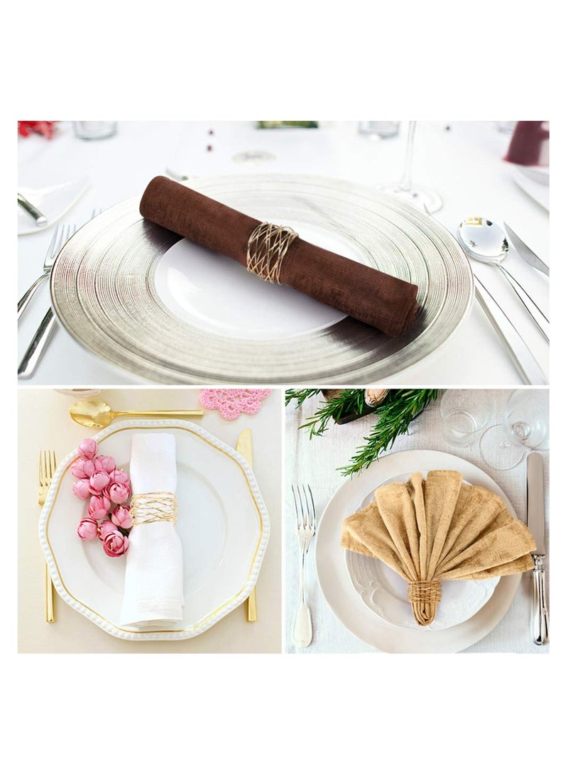 SYOSI Gold Mesh Metal Napkin Ring Holders Set of 6 for Dining Anniversary Birthday Candlelight Dinner Holiday Party Table Setting Decoration Wedding  - Image 3