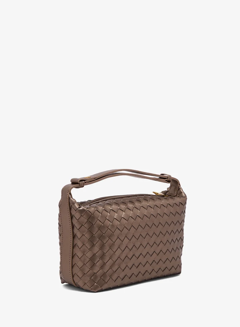 ايلا Top Handle Woven Textured Metallic Bag