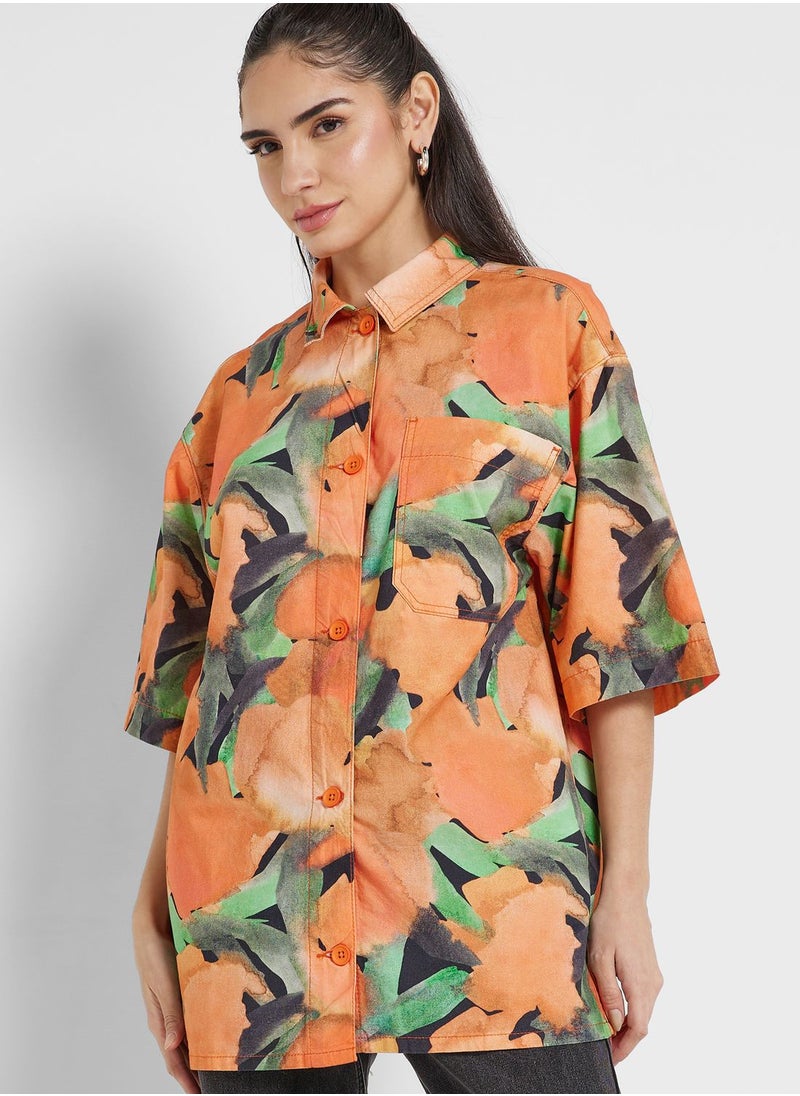 TOPSHOP Button Down Printed Shirt  - Image 1