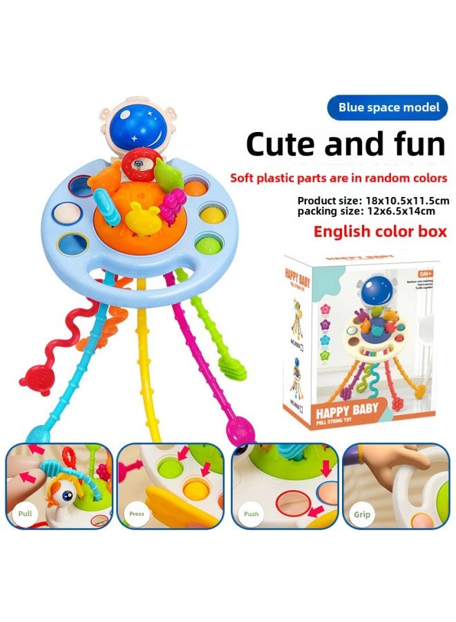 Infants Can Bite Soft Rubber Hand-held Ball Rattle Toys To Learn The Rainbow Plug Plug Plug Pull Pull Pull Baby Toys-Color:[Blue Space] Meng Fun Draw-English Color Box 107g - Image 1