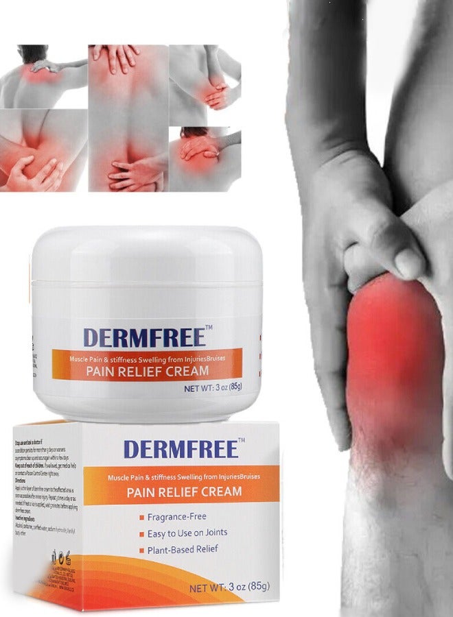 DERMFREE 85g Pain Relief Cream for Muscle Pain and Stiffness Swelling from Injuries Bruises Fragrance Free Plant Based Easy Use Pin Relief Cream Body Cream  - Image 1