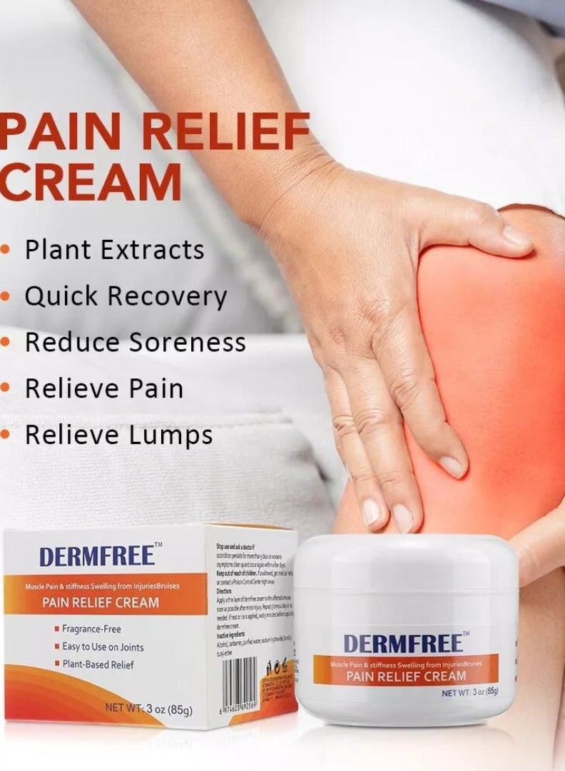 DERMFREE 85g Pain Relief Cream for Muscle Pain and Stiffness Swelling from Injuries Bruises Fragrance Free Plant Based Easy Use Pin Relief Cream Body Cream  - Image 2