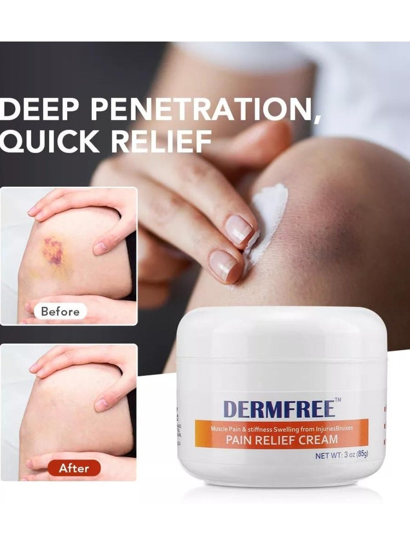 DERMFREE 85g Pain Relief Cream for Muscle Pain and Stiffness Swelling from Injuries Bruises Fragrance Free Plant Based Easy Use Pin Relief Cream Body Cream  - Image 3