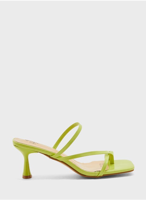 Square Toe Barely There Heel Sandal