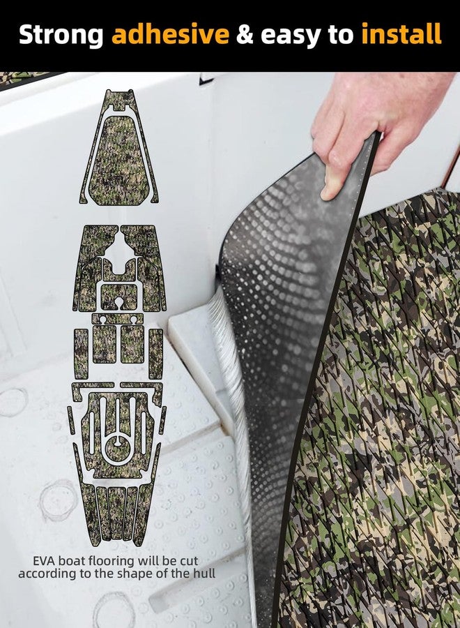 FOCEAN Boat Flooring EVA Foam Boat Decking Camo Marine Flooring Self-Adhesive Boat Mat Boat Carpet for Motorboat RV Yacht Kayak Surfboard, 94.5''x 15.7'', Forest Camo - Image 3