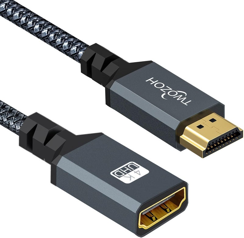 Twozoh HDMI Extension Cable 3M, HDMI Male to Female Lead, Nylon Braided Extender, HDMI 2.0 Cable Adapter Support 4K@60Hz 3D HDR - Image 1