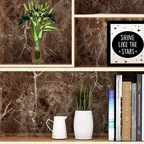 WALLTON Wall Stickers Marble (12 x 72 Inches) Jade Kitchen Counter, Cabinet Makeover, Almirah, Plastic & Wooden Tabletop, Wardrobe, PVC DIY Self Adhesive, Brown Marble Gloss - Image 3