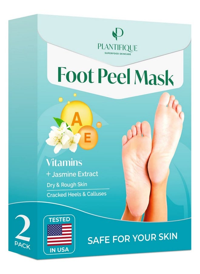Plantifique - Foot Peeling Mask - Peeling Foot Mask Dermatologically Tested Repairs Heels & Removes Dry Dead Skin For Baby Soft Feet - Exfoliating Foot Peel Mask For Dry Cracked Feet (Jasmine 2 Pack) - Image 1