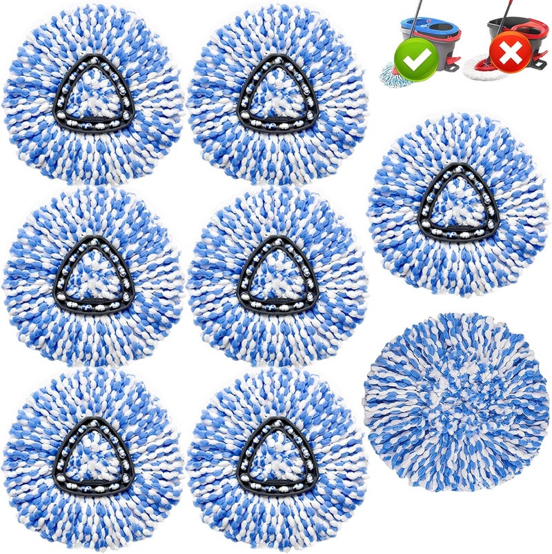 High-PQ 8 Pack Spin Mop Replacement Heads,100% Microfiber Spin Mop Refill Head,360° Spinning Mop Replace Head for Floor Cleaning, Only Fit for RinseClean 2-Tank System - Image 1