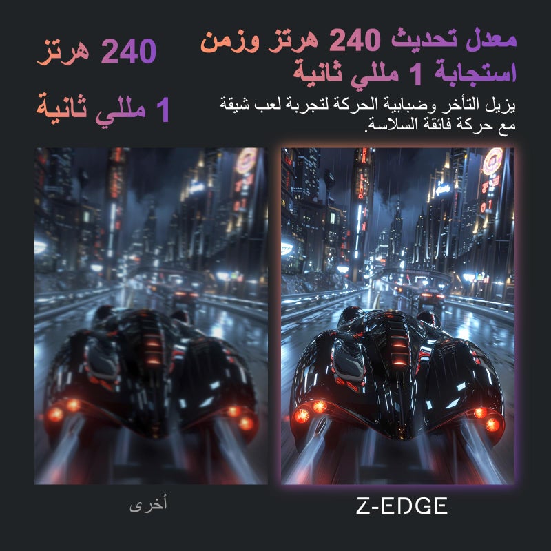 شاشة ألعاب Z-EDGE مقاس 27 بوصة، 240 هرتز، IPS، 1 مللي ثانية، FreeSync، FHD 1080P UG27PJ-أبيض - Image 3