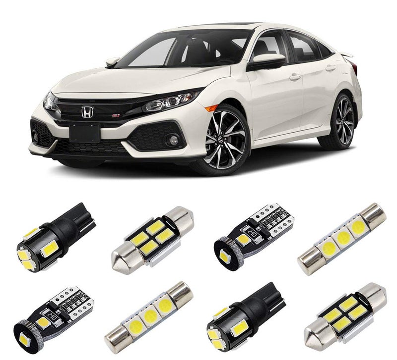 مجموعة أضواء LED داخلية بيضاء BRISHINE لسيارة هوندا سيفيك 2016 2017 2018 2019 2020 2021 فائقة السطوع 6000K مع لمبات LED داخلية وأداة التركيب