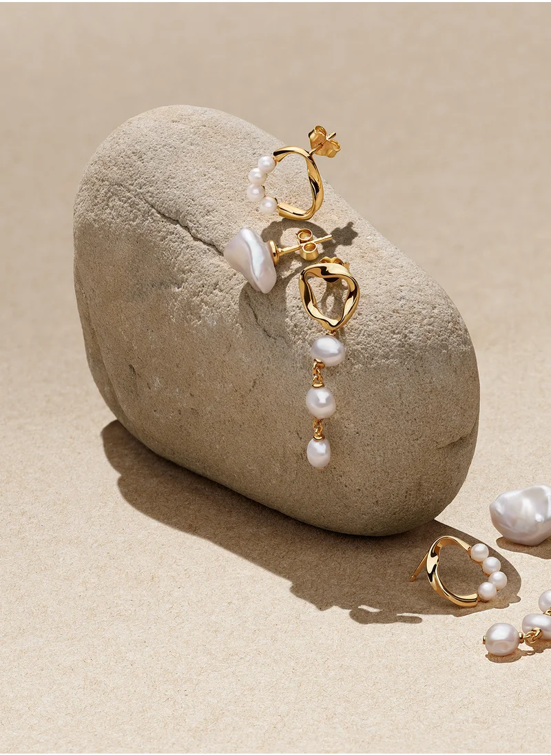 باندورا 14K Gold-Plated Drop Baroque Earrings