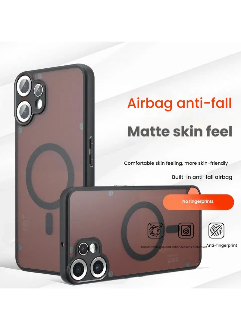 General Magnetic Case Compatible with Nothing Phone CMF 2Pro, Matte Frosted and Crystal Clear Transparent Case Airbag Shockproof Cover Soft Side Hard Back Case  - Image 4