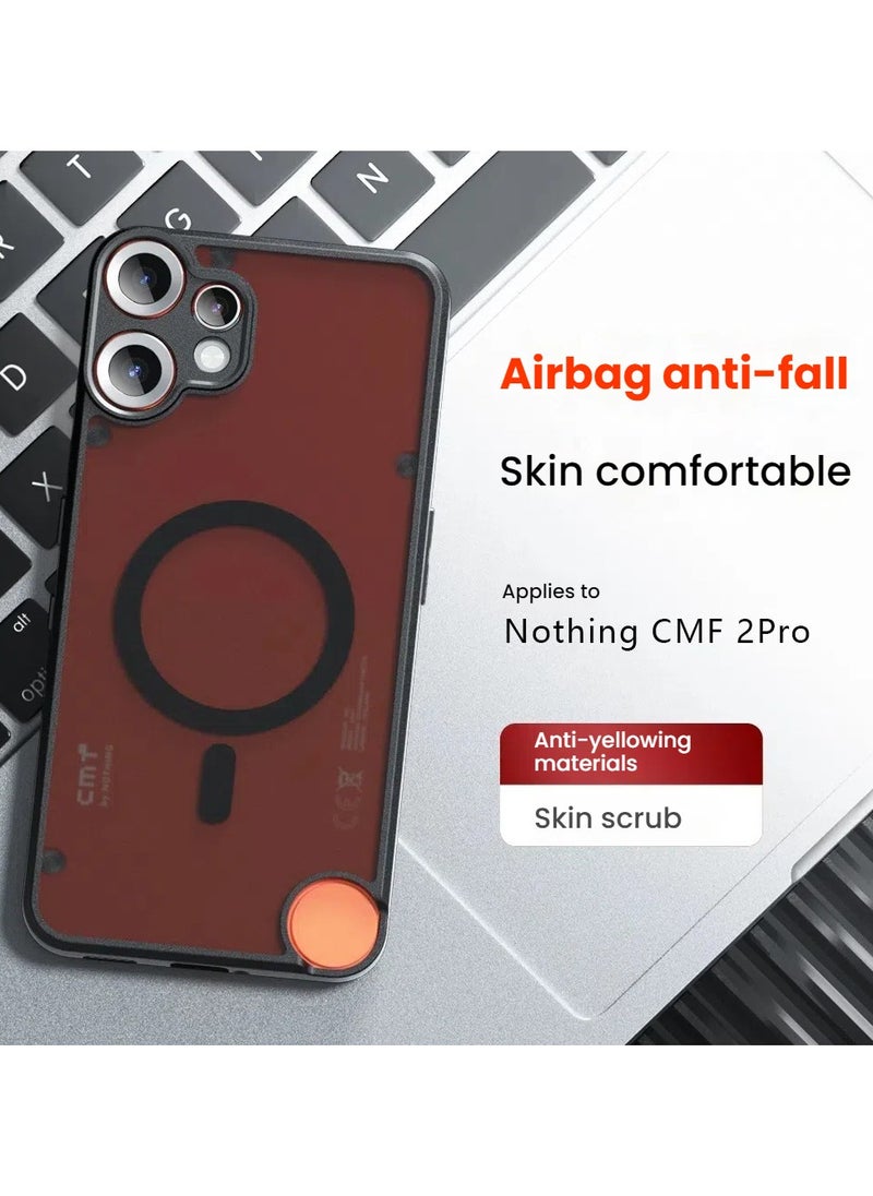 General Magnetic Case Compatible with Nothing Phone CMF 2Pro, Matte Frosted and Crystal Clear Transparent Case Airbag Shockproof Cover Soft Side Hard Back Case  - Image 5
