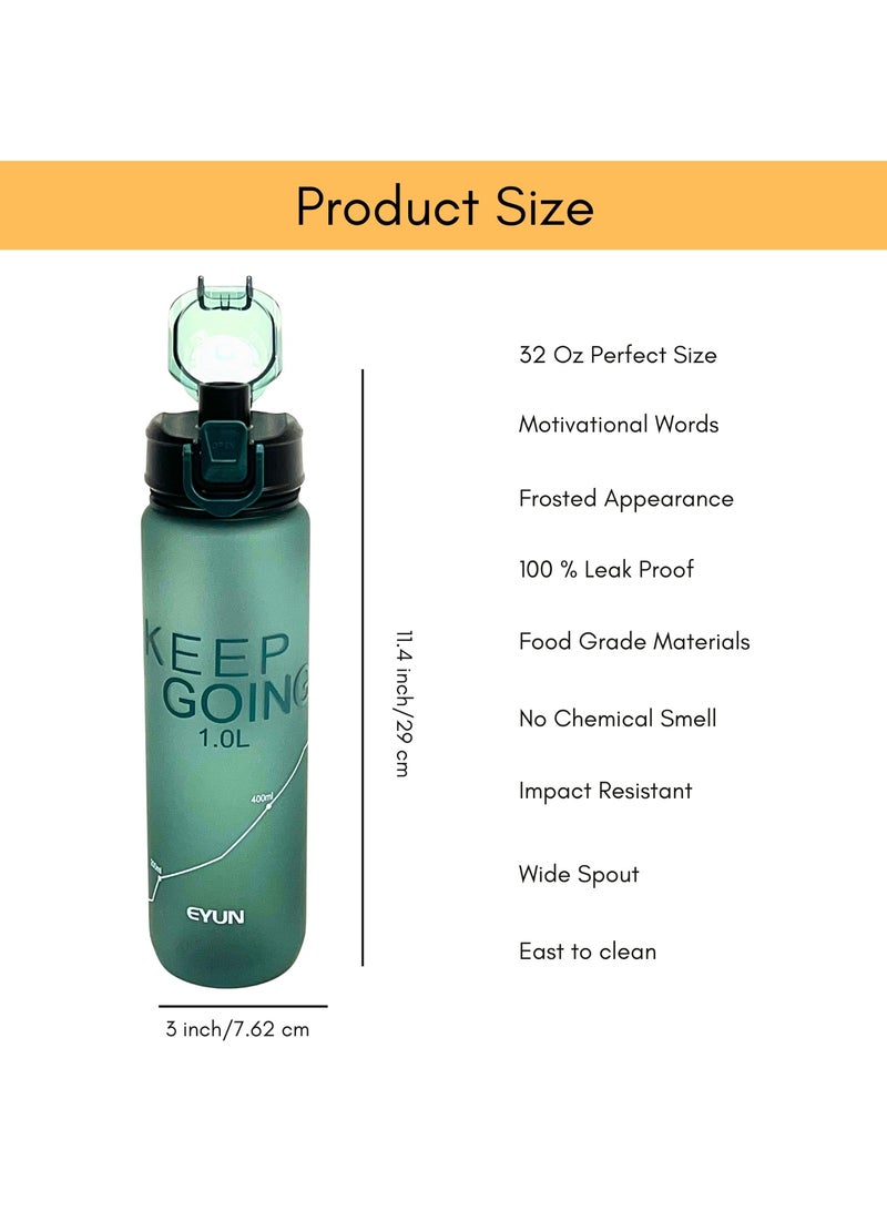 EYUN Sports Water Bottle for Adults 1L Motivational Water Bottle with Capacity Marker 32 Oz BPA Free Leak Proof Water Bottles Drink Bottle for Fitness Exercise Gym Travel Yoga Pilates Hiking Running Hydration Jug for Men Women Teens Gym Bottle - Image 3