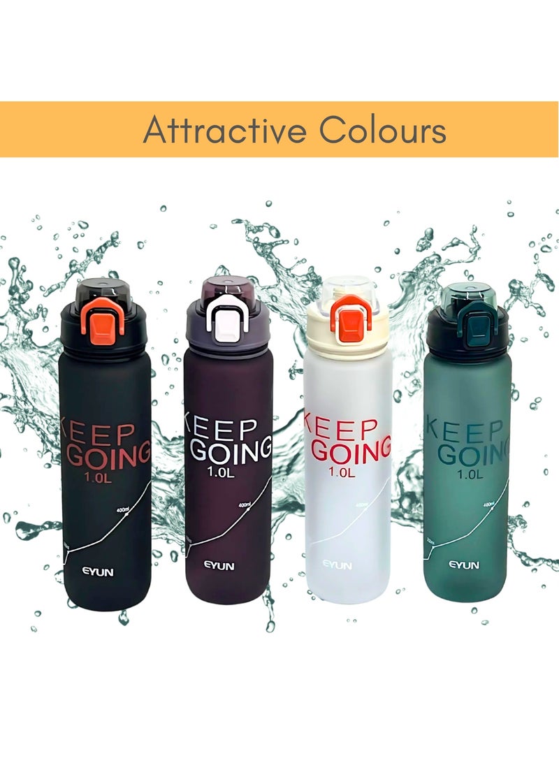 EYUN Sports Water Bottle for Adults 1L Motivational Water Bottle with Capacity Marker 32 Oz BPA Free Leak Proof Water Bottles Drink Bottle for Fitness Exercise Gym Travel Yoga Pilates Hiking Running Hydration Jug for Men Women Teens Gym Bottle - Image 2