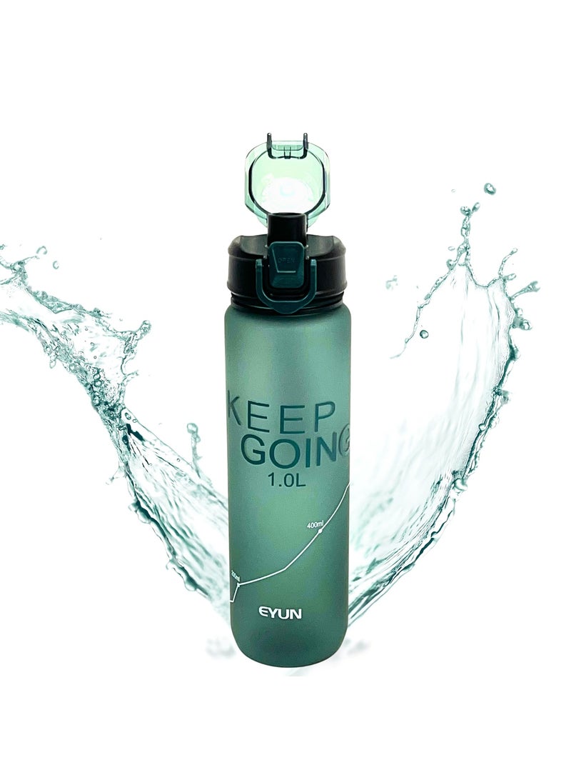 EYUN Sports Water Bottle for Adults 1L Motivational Water Bottle with Capacity Marker 32 Oz BPA Free Leak Proof Water Bottles Drink Bottle for Fitness Exercise Gym Travel Yoga Pilates Hiking Running Hydration Jug for Men Women Teens Gym Bottle - Image 1