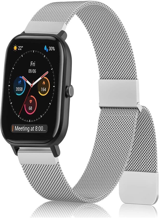 Meliya Meliya Bands for Amazfit GTS 4 / GTS 4 Mini / GTS 3 / GTS 2 / GTS 2e / GTS 2 mini, 20mm Stainless Steel Metal Replacement Bracelet Strap for Amazfit Bip 3 Pro / Bip 3 / Bip U Pro/Bip/Bip Lite/Bip 