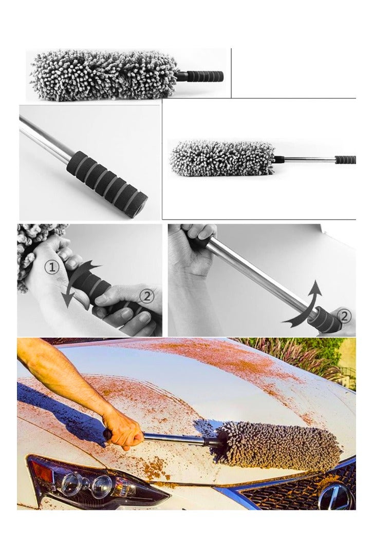 Chase Up Portable Dust Cleaning Microfiber Soft Car Duster Exterior and Interior Cleaning - Long, Unbreakable, and Retractable Handle - Image 3