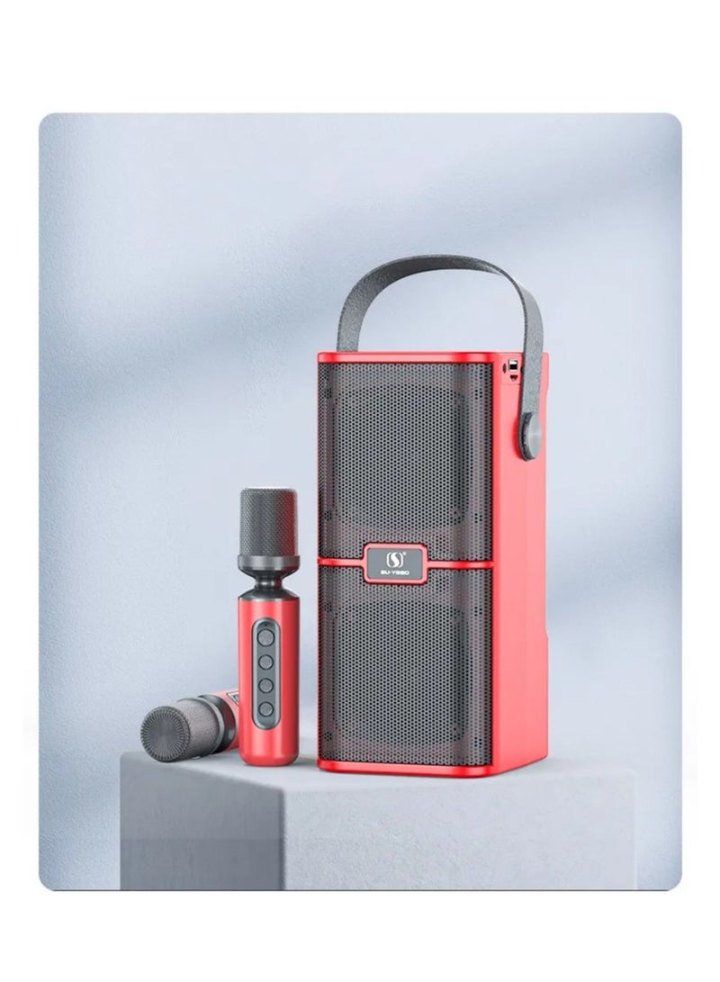 YS218 Karaoke Speaker Stereo Bass Dual Microphone - Image 2