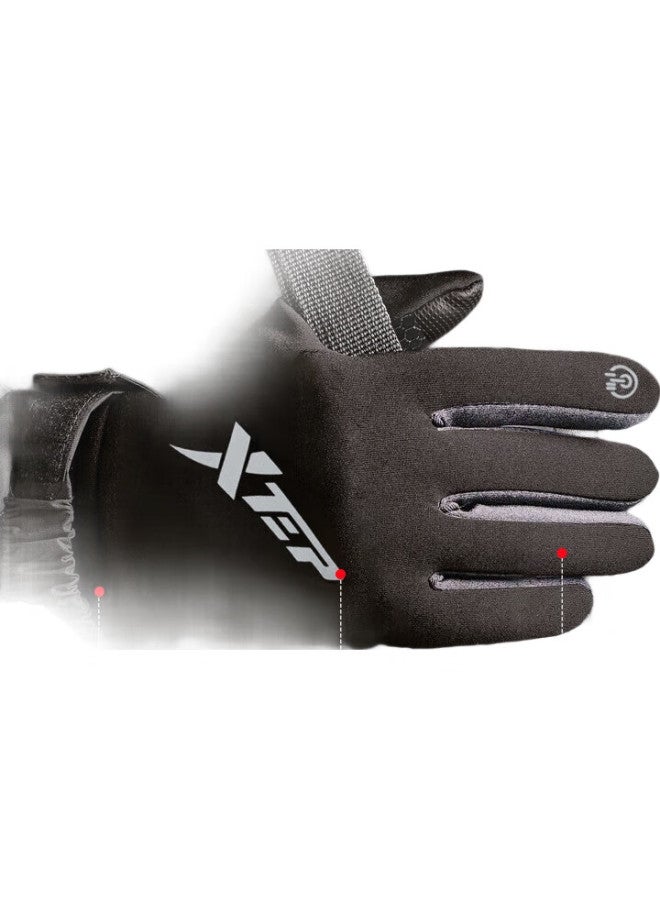 XTEP Gloves, Winter Cycling, Warm, Windproof, Electric Motorcycle, Running, Outdoor Skiing, Men'S And Women'S, Bicycle, Fleece-Lined, Touchscreen Compatible - Image 3