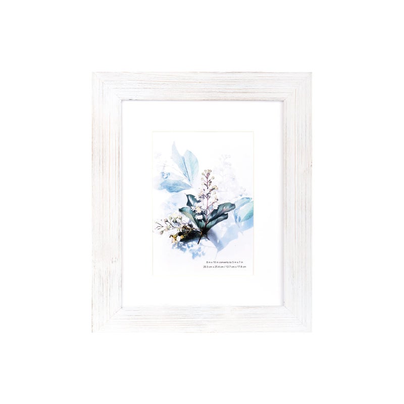 KAIWIN 100% Solid Wood White 8x10 Picture Frame 1 Pack - Display Picture 5x7 with Mat  HD Glass Inside  Rustic Wooden Photo Frames for Table Top and Wall Mounting - Image 1