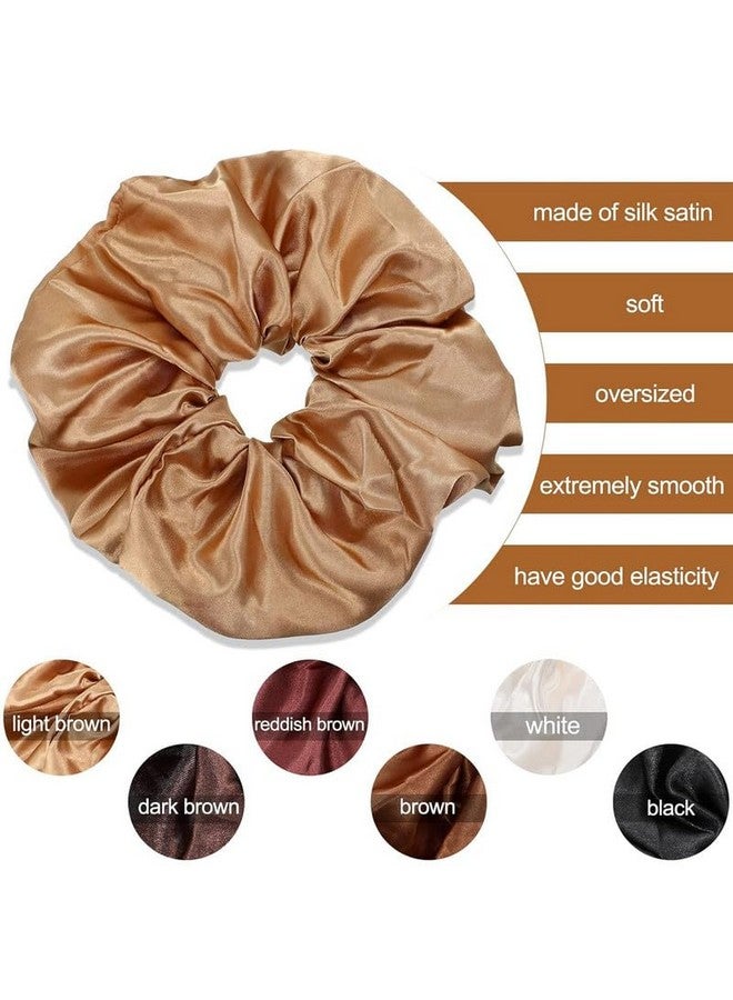 FAMEZA 6 Pieces Big Silk Scrunchies for Hair,Large Satin Scrunchies Jumbo Elastic Ponytail Holders for Women and Girls|6 color set - Image 3
