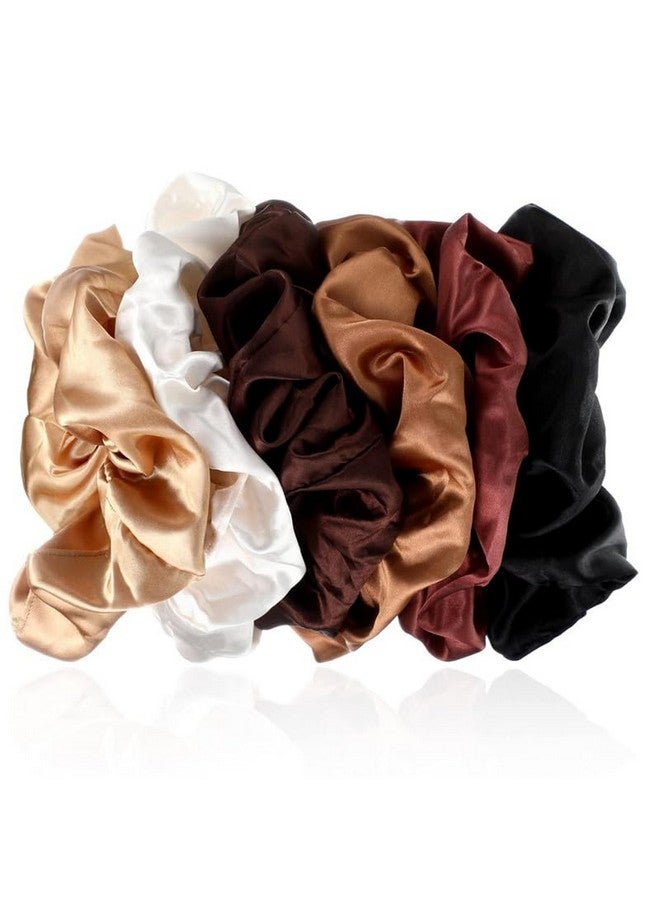 FAMEZA 6 Pieces Big Silk Scrunchies for Hair,Large Satin Scrunchies Jumbo Elastic Ponytail Holders for Women and Girls|6 color set - Image 5