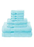 Bliss Casa 8-Piece Towel Set, 100% Combed Cotton 550 GSM Superior Quality Includes 2 Bath Towels (70x140 cm), 2 Hand Towels (40x70 cm), 4 Washcloths (30x30 cm) Light Blue 70x140cm