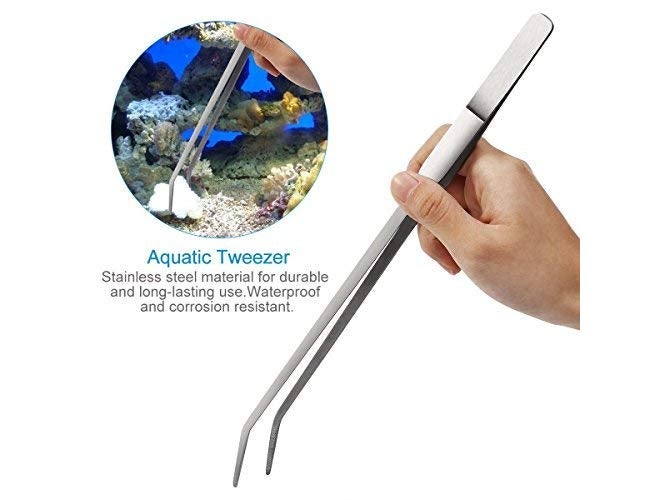Sage Square Aquarium Tongs Tool - Professional Stainless Steel Long Size Aquarium Tongs for Fish Tank, Aquatic Plant Cleaning, Aquascape, and Aquarium Maintenance (Design 1) - Image 2