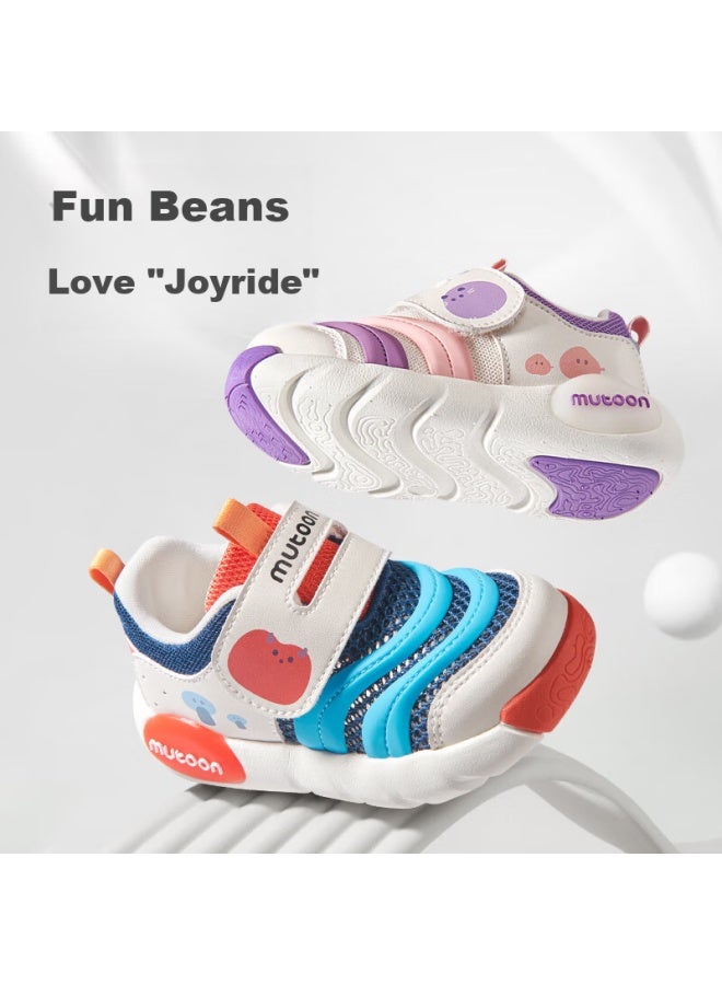 Mutong Kids Sports Shoes Boys Little Monster Series Caterpillar Soft Sole Breathable Baby Shoes Dawn Purple/single Mesh Size 24