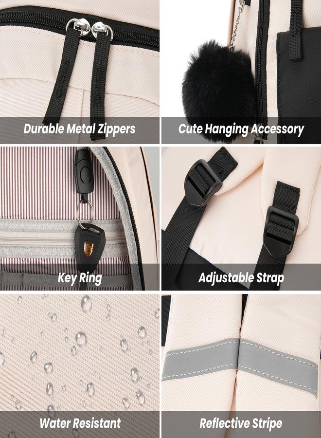 WINDARS School Backpack for Teen Girls, Cute College Backpacks for Women Students Aesthetic Bookbag Large 15.6 Inch Laptop Bag Middle School Travel Back Pack (Black Beige) - Image 4