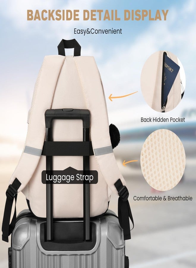 WINDARS School Backpack for Teen Girls, Cute College Backpacks for Women Students Aesthetic Bookbag Large 15.6 Inch Laptop Bag Middle School Travel Back Pack (Black Beige) - Image 5