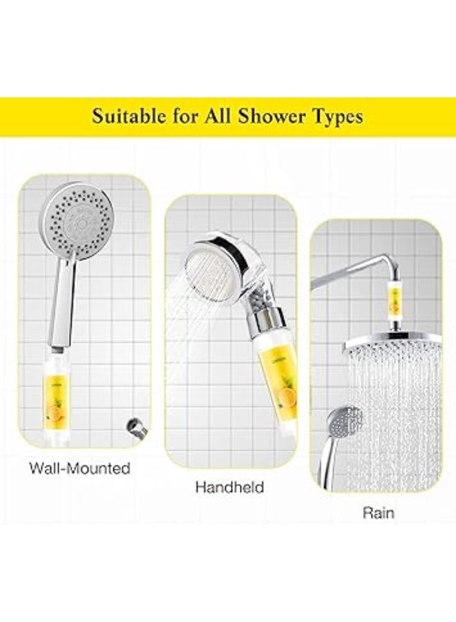 SKY-TOUCH Lemon Vitamin C Shower Filter : Aromatherapy Hard Water Softener Chlorine & Fluoride Shower Filter Easy Installation for Universal Output Showerhead for Healthier Skin & Hair - Image 5