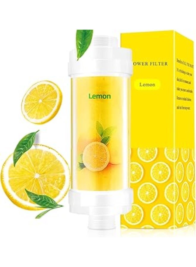 SKY-TOUCH Lemon Vitamin C Shower Filter : Aromatherapy Hard Water Softener Chlorine & Fluoride Shower Filter Easy Installation for Universal Output Showerhead for Healthier Skin & Hair - Image 1