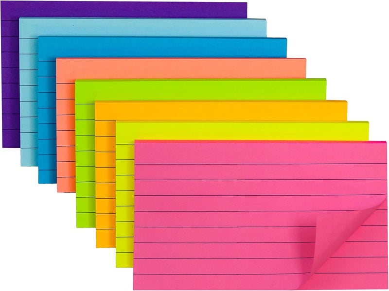 YEECOK 8 Pads Lined Sticky Notes 3x5 in Post, 8 Colors Self Sticky Notes Pad Its, Bright Colorful Rectangle Sticky Notes for Office, Home, School, Meeting, 50 Sheets/pad - Image 1