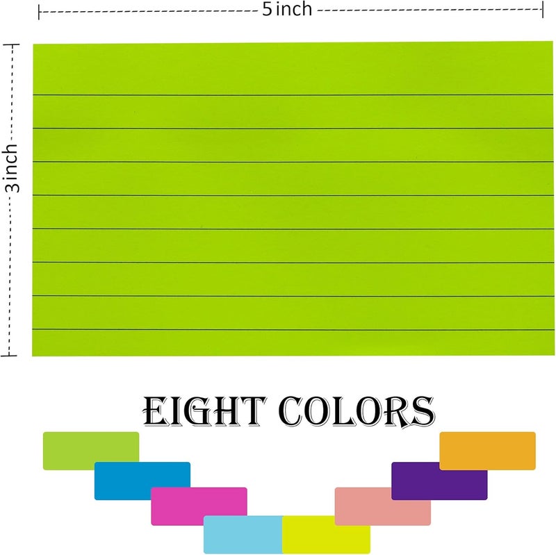 YEECOK 8 Pads Lined Sticky Notes 3x5 in Post, 8 Colors Self Sticky Notes Pad Its, Bright Colorful Rectangle Sticky Notes for Office, Home, School, Meeting, 50 Sheets/pad - Image 2