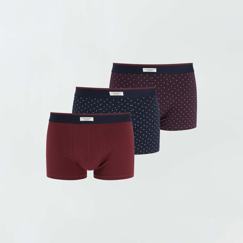 Kiabi pack-of-3-pairs-of-stretch-boxer-shorts-red